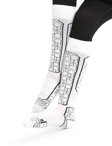 Dámské Ponožky Icebreaker Merino Ski+ Medium Over the Calf Alpine Geo Bílé Černé | CZ 1540PJJQ